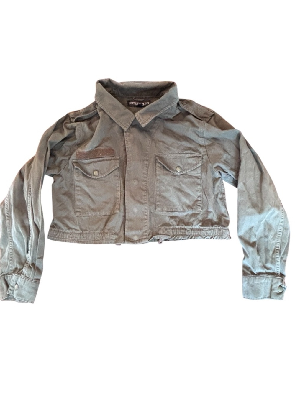 Topshop Petite Cropped Utility Jacket Olive Green Military Style Lightweight